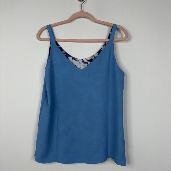 NWT White House Black Market Reversible Dual Neck Cami Floral Very Peri #WHBM30 - Picture 4 of 11